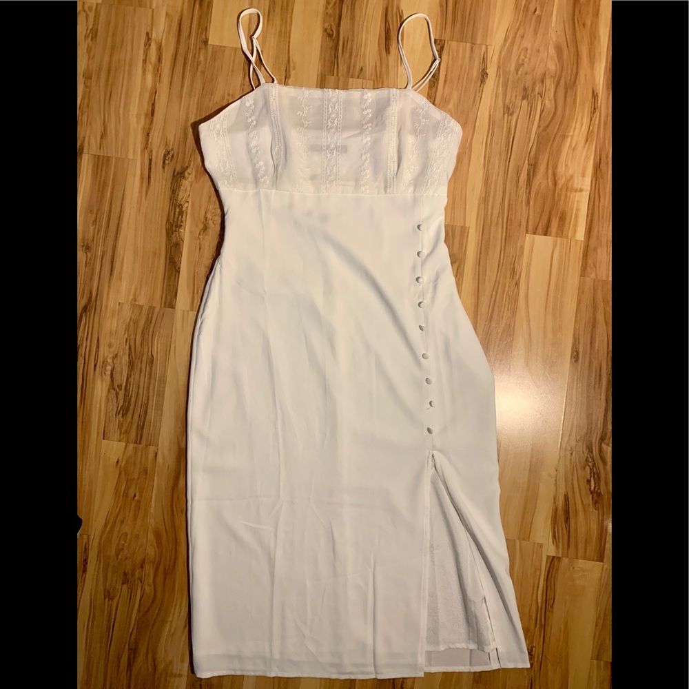 White Broiderie Dress with Slit